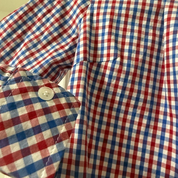 Lacoste Blue, Red & White Gingham Shirt with Chest Logo - Picture 5 of 9